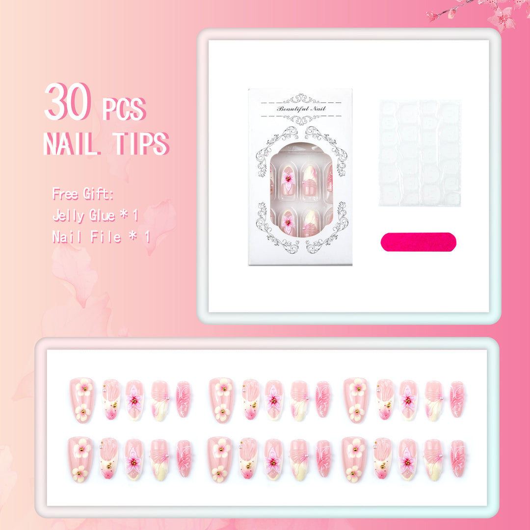 Artistic Floral 3D Embellished Press-On Nails