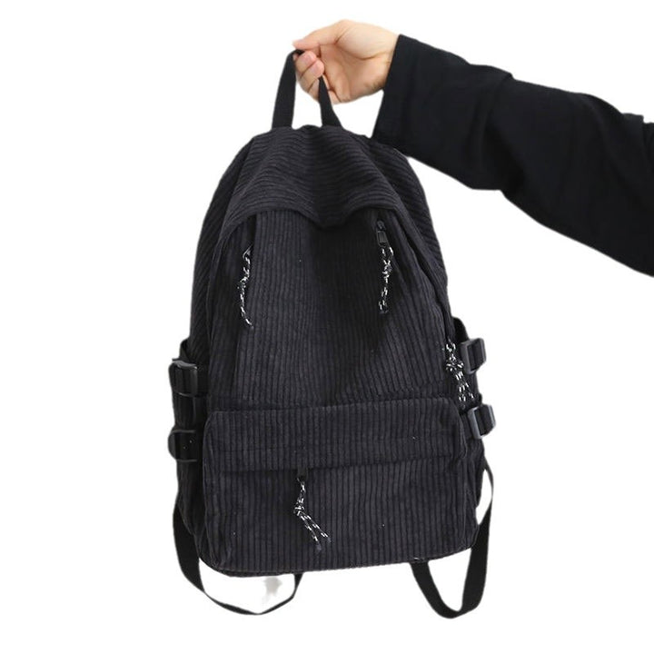 Cord-Backpack with Functional Zipper Pockets and Adjustable Shoulder Straps Bowlift