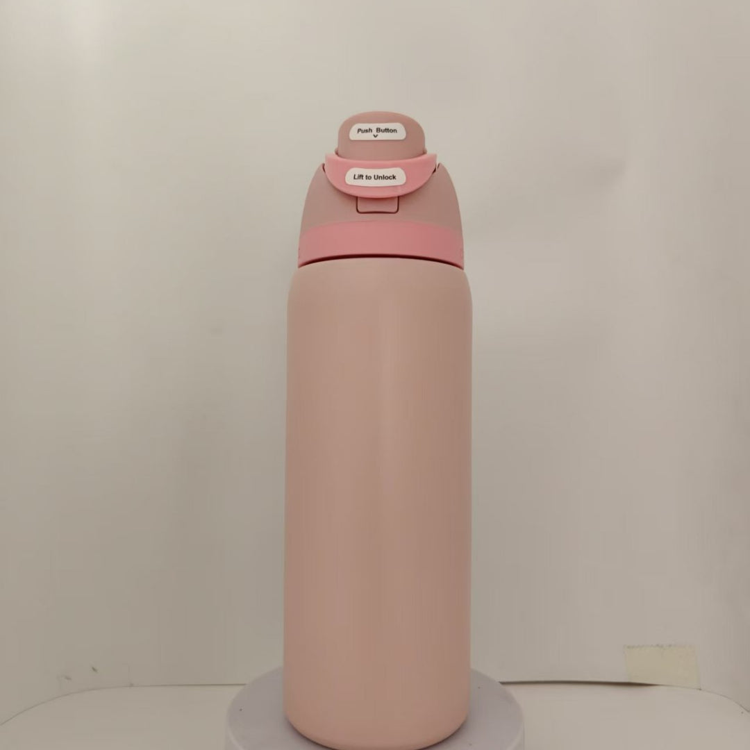 Double-Wall Vacuum Insulated Stainless Steel Travel Bottle With Flip Straw Leakproof Lid And Character Print
