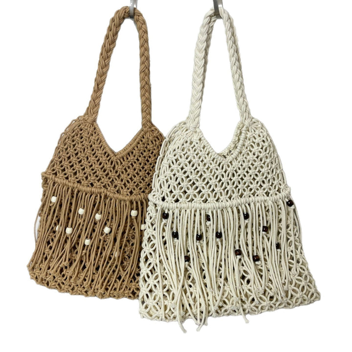 Macrame Crossbody Bag with Tassels Bowlift