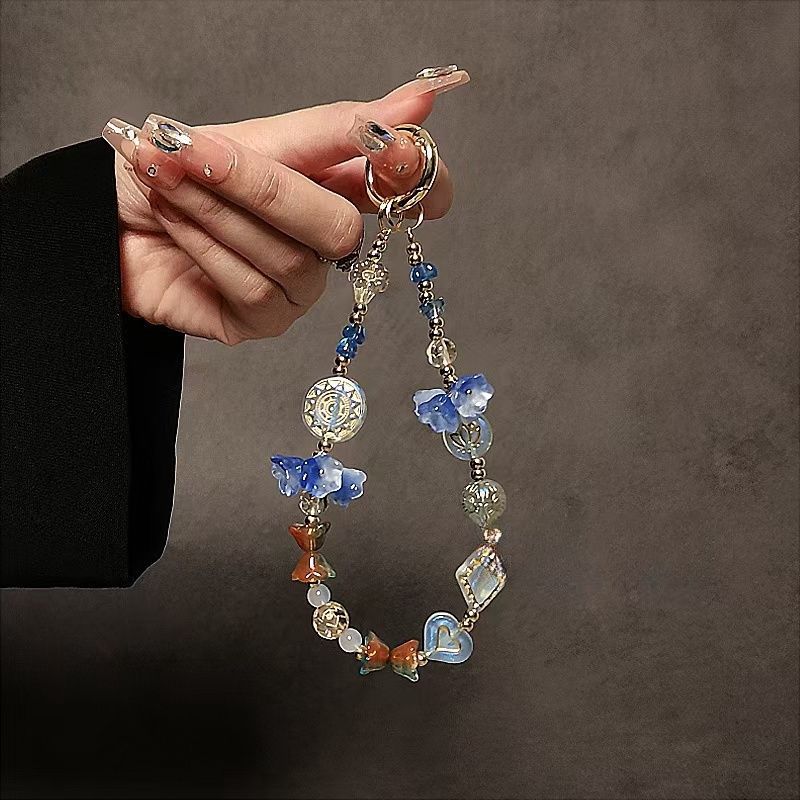 Decorative Flower-Themed Beaded Keychain Bowlift