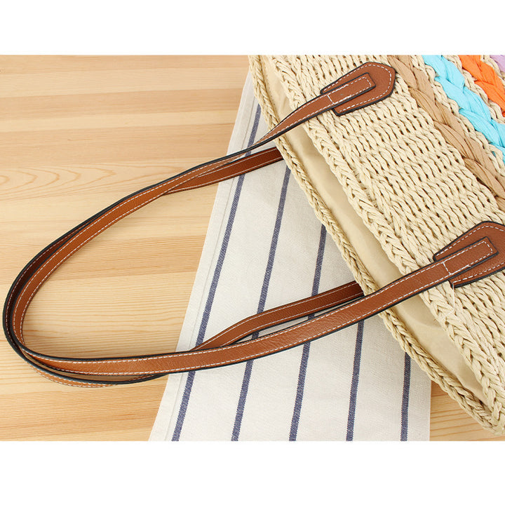 Beautiful braided straw bag with leather handles Bowlift