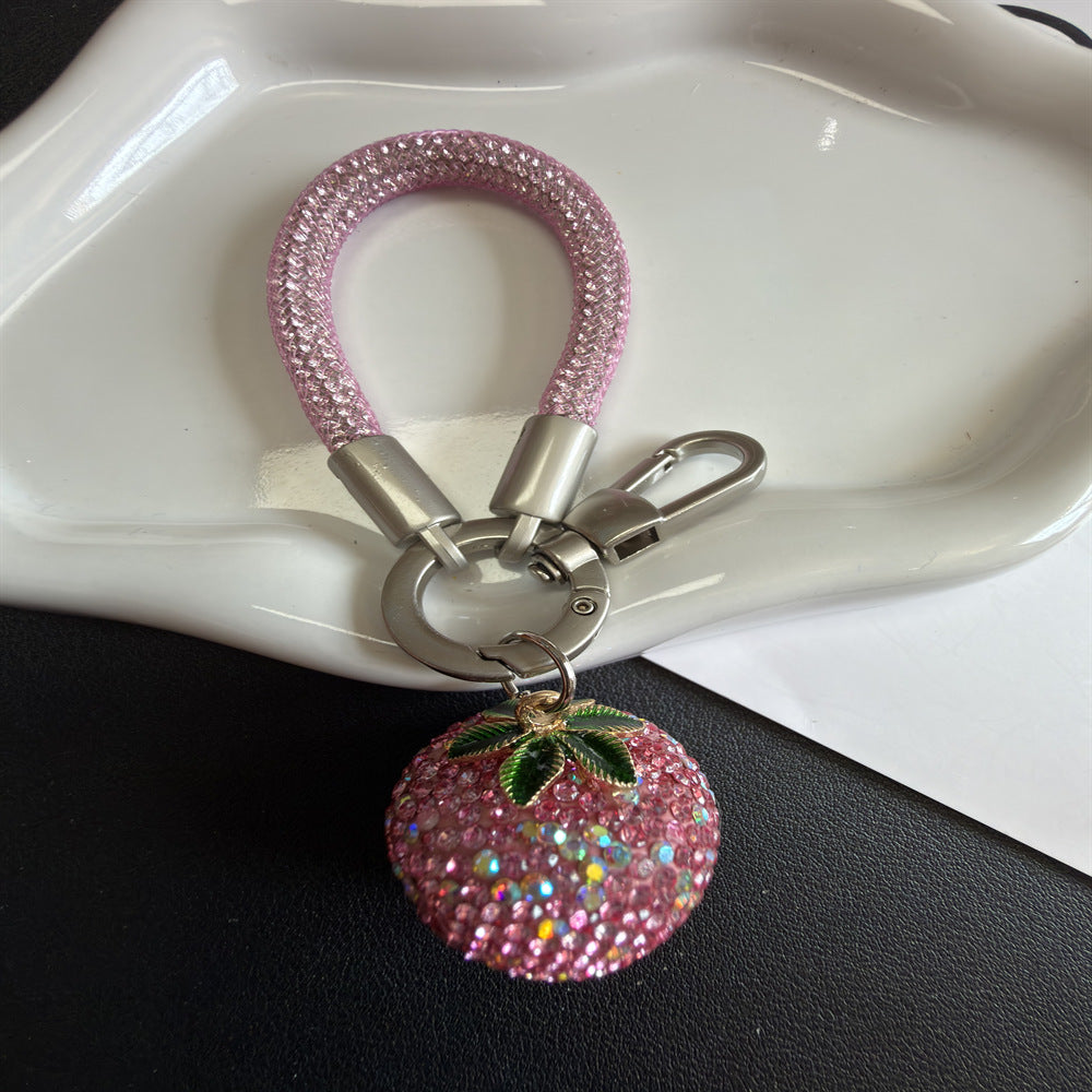 Glittering Strawberry Charm Keychain Bowlift