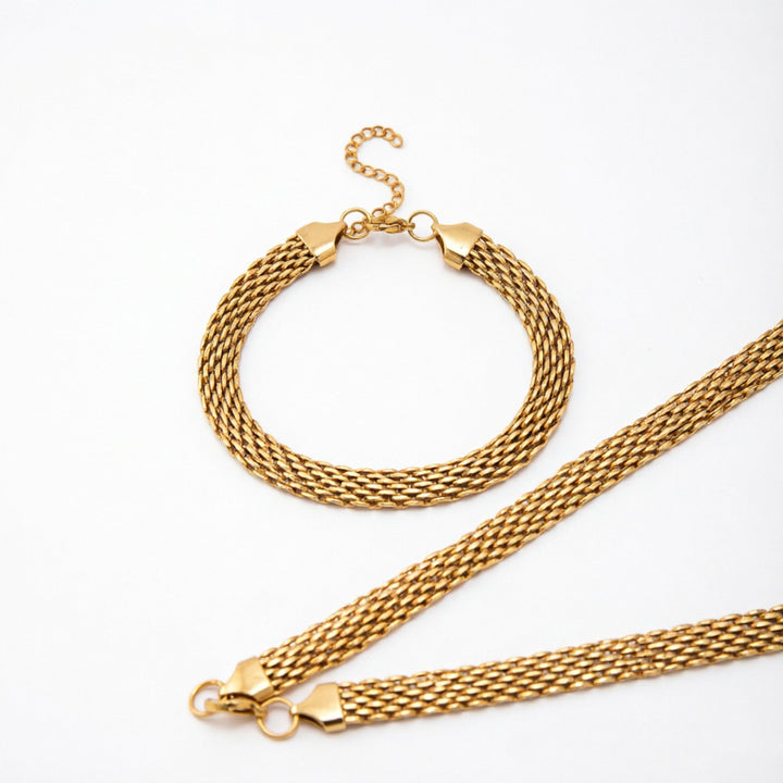 Textured Woven Chain Jewelry Set Bowlift