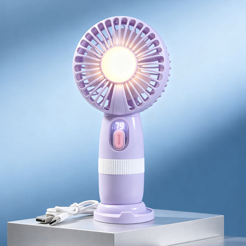 Women’s Portable USB Hand Fan with LED Lights and Creative Design Bowlift