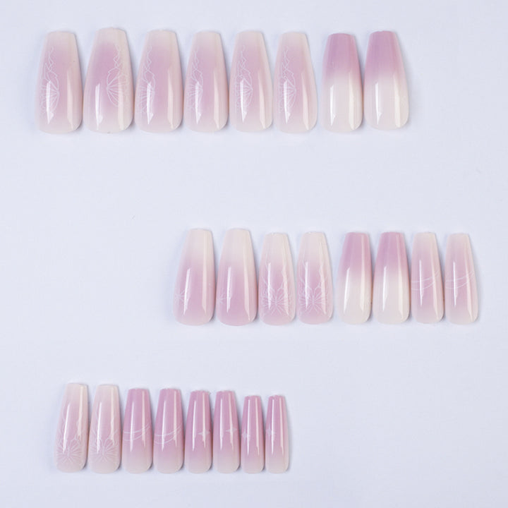 Artificial nails with delicate ombre effect and floral accents Bowlift