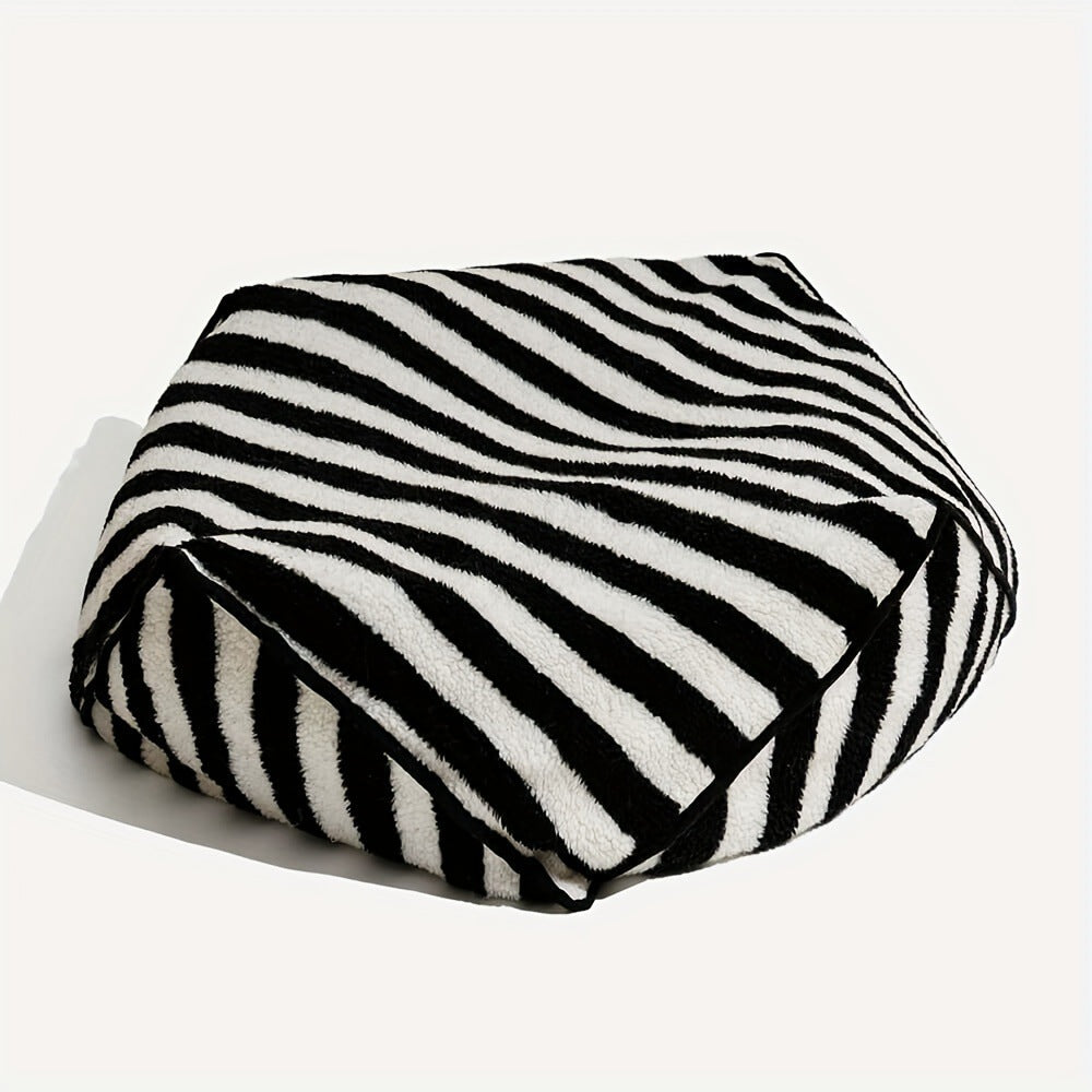 Comfortable Striped Plush Dog Bed
