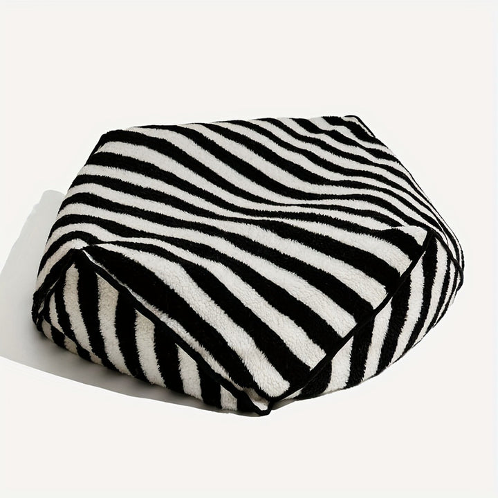 Comfortable Striped Plush Dog Bed