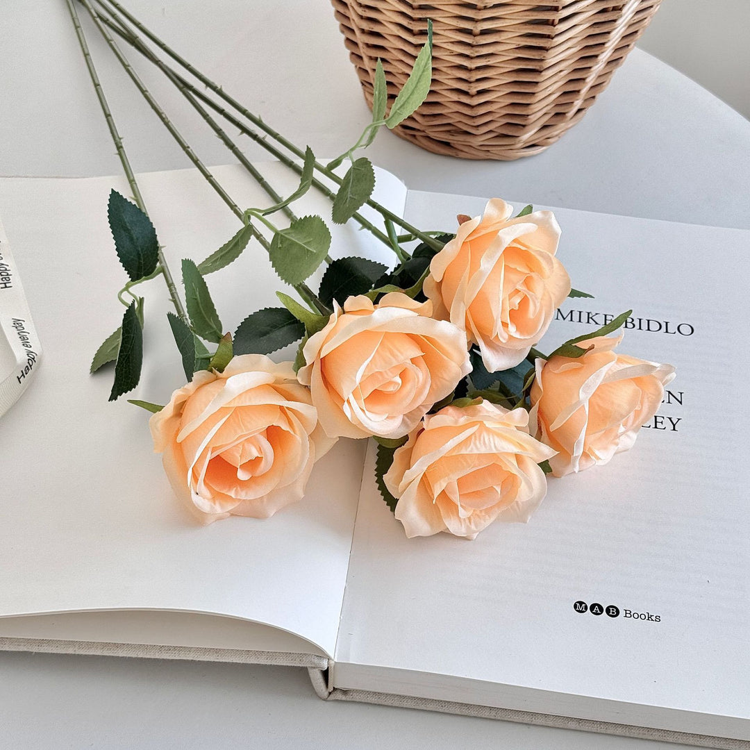 Decorative Long-Stem Silk Rose Bouquet Bowlift