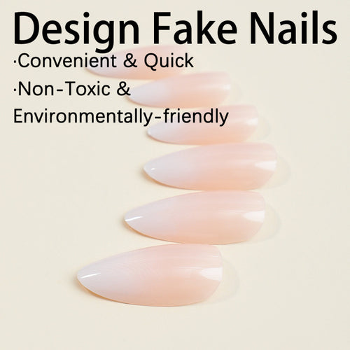 Decorative Long Almond Press-On Nails