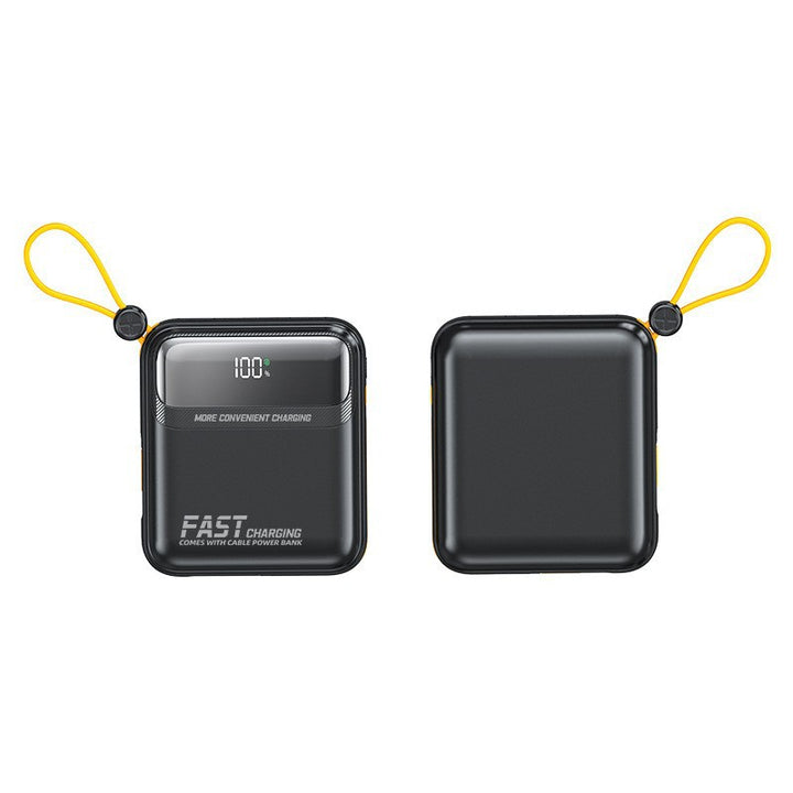 Compact power bank with integrated cable management and digital charge level display Bowlift