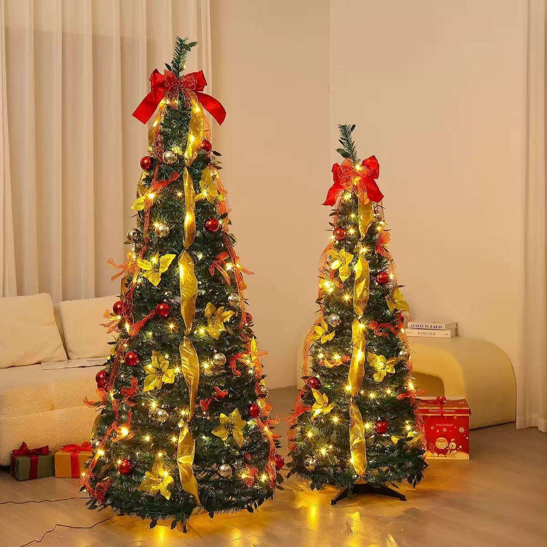 Slim Predecorated Tabletop Artificial Christmas Tree With Ribbon And Ornament Accents