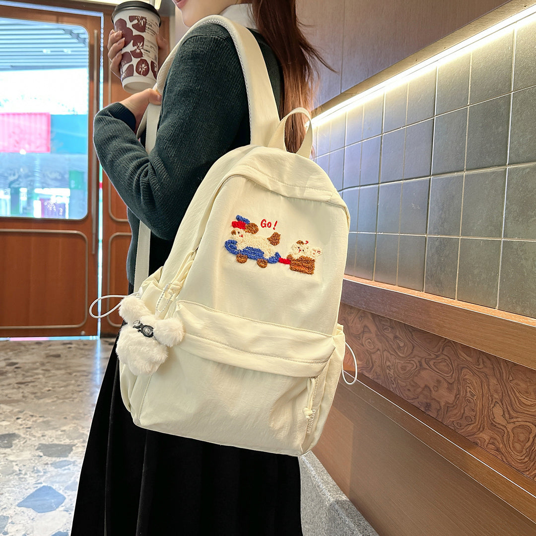 Playful Embroidered Backpack Bowlift