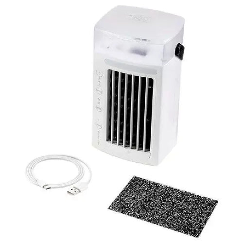 Unisex One Size Micro Desktop Evaporative Cooler with Replaceable Activated Carbon Cooling Pad USB Powered Adjustable Louvers Bowlift