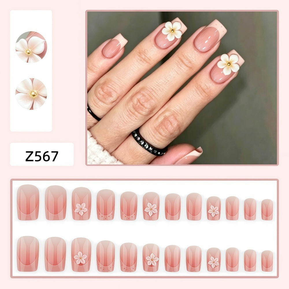 Artificial nails with 3D flower design Bowlift