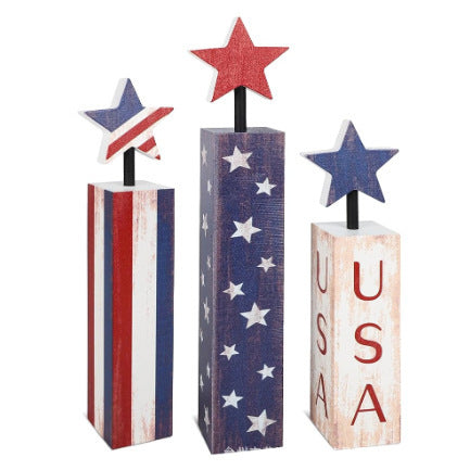 Unisex decorative wooden column decor set with star toppers and glitter surface Bowlift