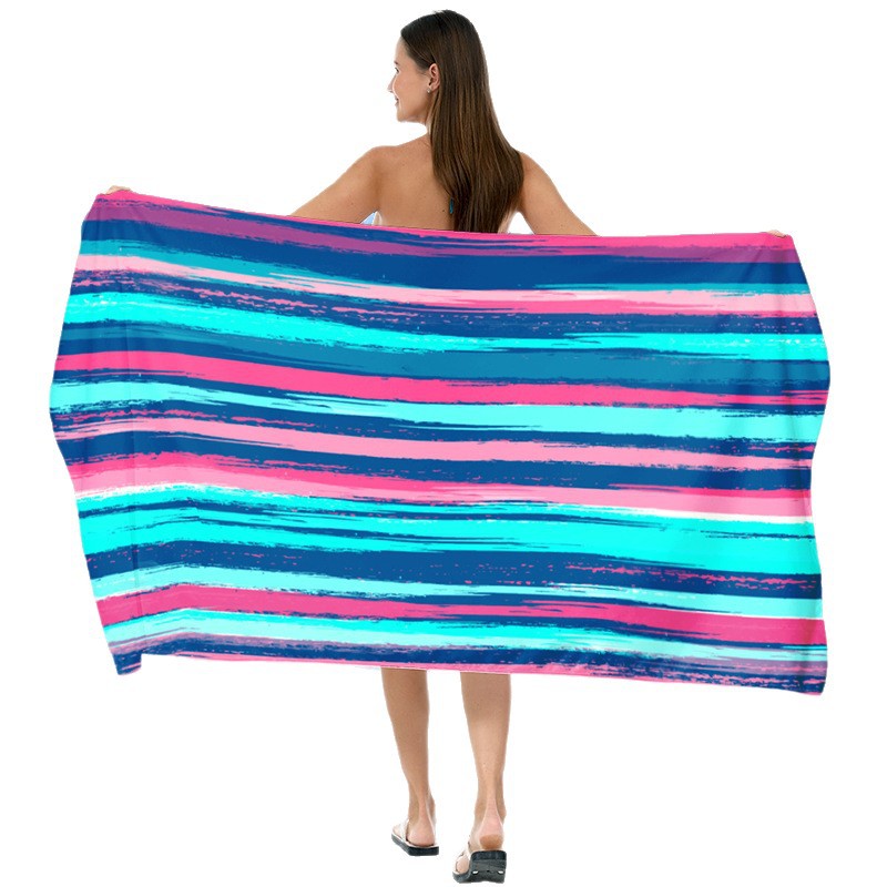 XXL Beach blanket with colorful stripe pattern Bowlift
