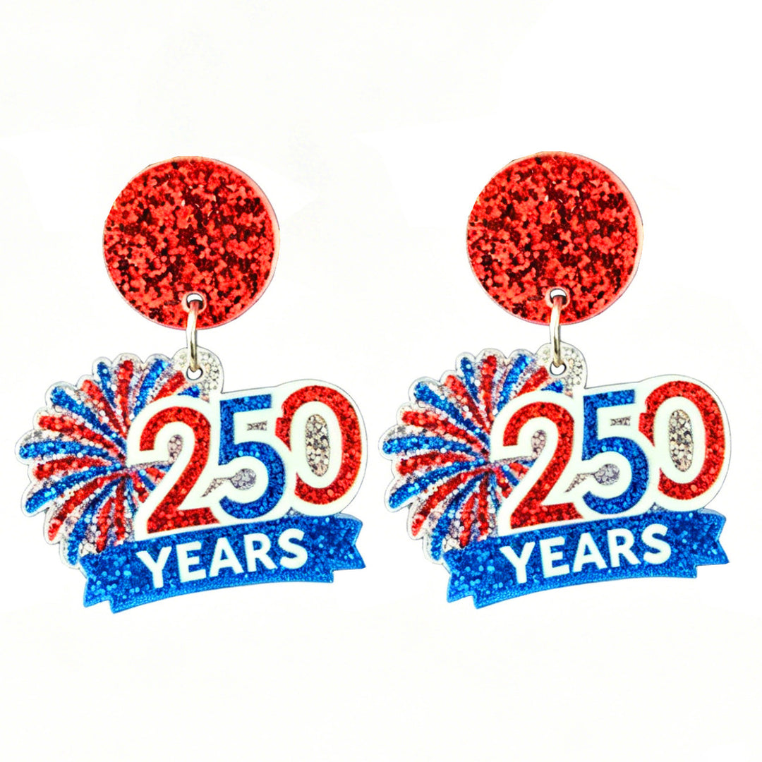 Ladies nan Statement bow earrings made of acrylic with glittering star stripe design and round studs Bowlift