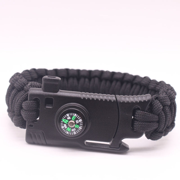 Adjustable Braided Survival Paracord Bracelet with Integrated Compass Whistle Firestarter and Buckle Tool Bowlift