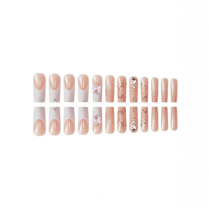Artistic 3D Bow and Gemstone Press-On Nails Bowlift