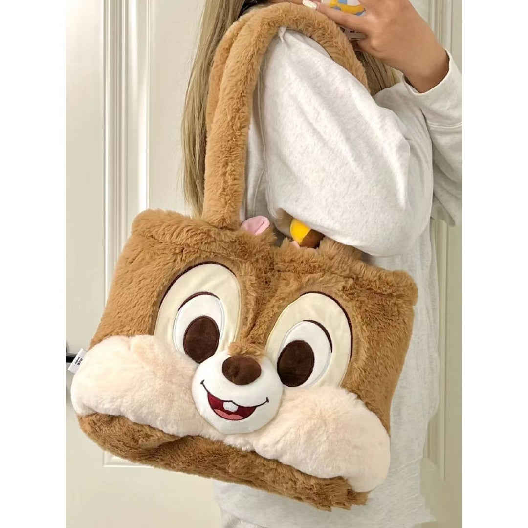 Plush Tote Bag with Animal Face Bowlift