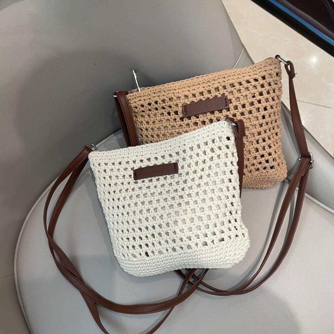Hand-knotted shoulder bag with leather accent Bowlift