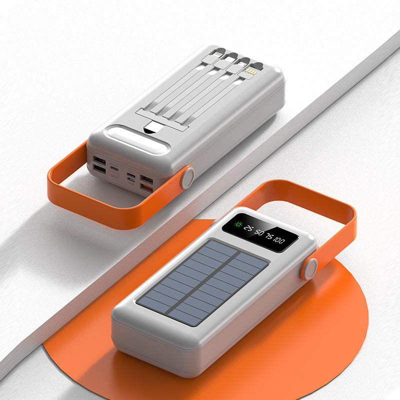 Multifunctional Solar Powerbank with Integrated Charging Cables Bowlift