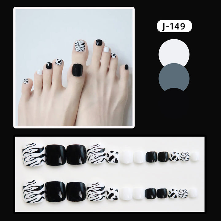 Zebra Print Decorative Press-On Toenails Bowlift