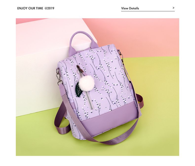 Stylish Floral Print Multi-Compartment Backpack Bowlift