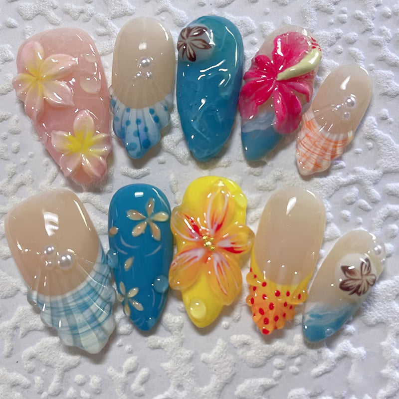 Floral-Themed Press-On Nail Set Bowlift