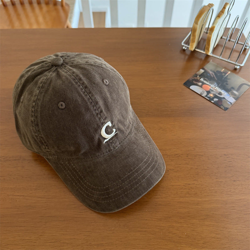Men's Vintage-Inspired Washed Denim Cap Bowlift