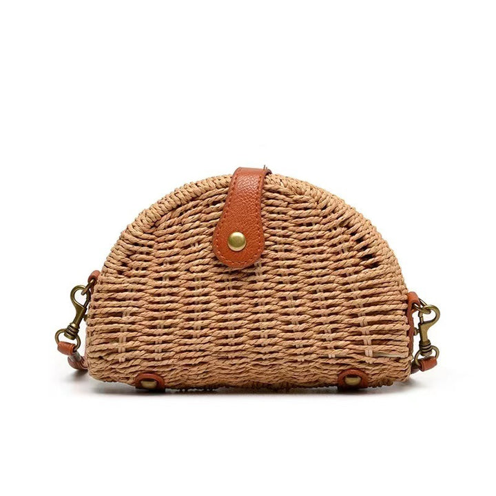 Handcrafted Rattan Bag in Half-Moon Design Bowlift