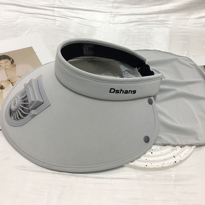 Large UV Protection Sun Visor with Removable Mini Fan and Folding Neck Protection Bowlift