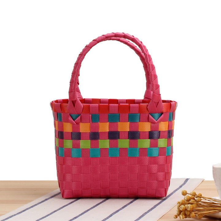 Handcrafted Tote Bag in Modern Check Pattern Bowlift