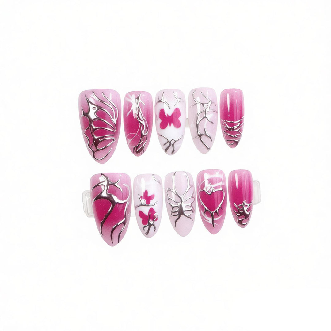 Artistic Butterfly Press-On Nail Set Bowlift
