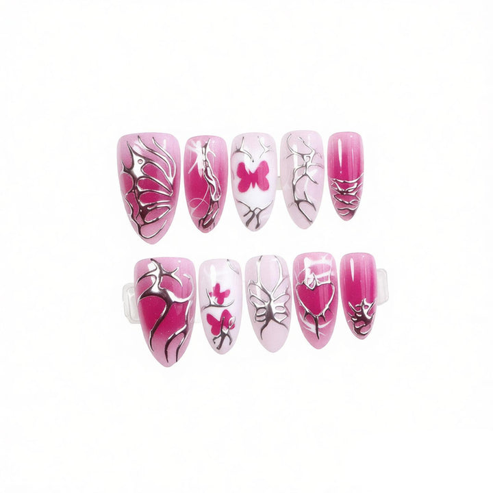 Artistic Butterfly Press-On Nail Set Bowlift