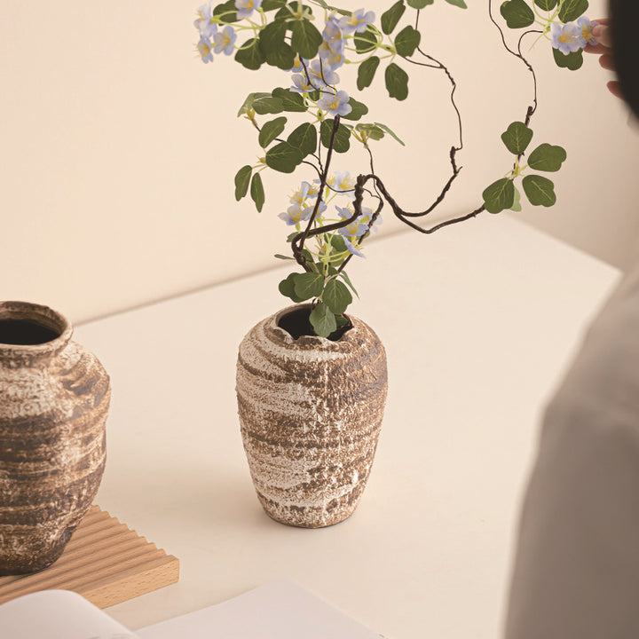 Rustic Textured Ceramic Flower Vase
