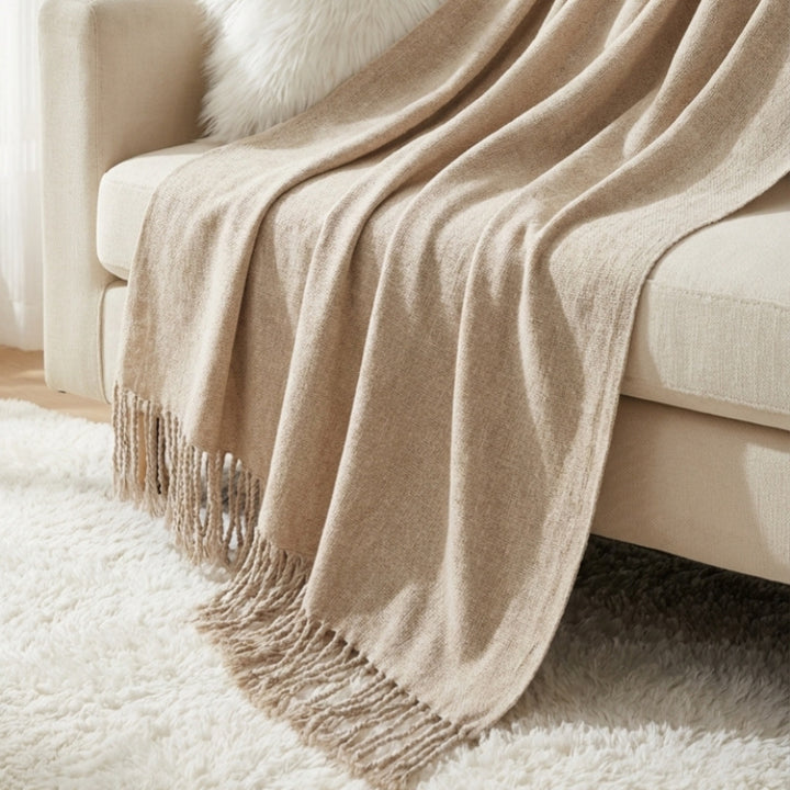 Elegant Fringe Throw Blanket Bowlift