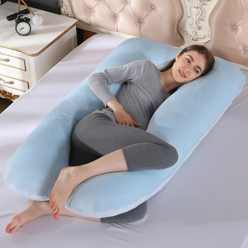 Full-Body U-Shaped Maternity Support Pillow With Removable Velour Cover