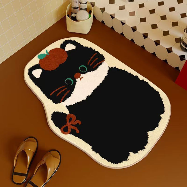 Cartoon Cat-Themed Bath Mat Bowlift