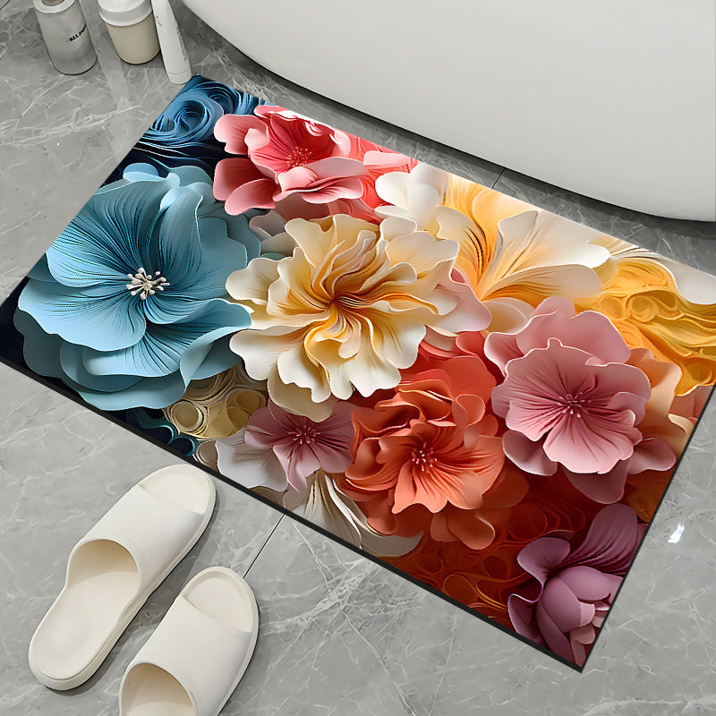 Floral Pattern Non-Slip Bath Mat Bowlift