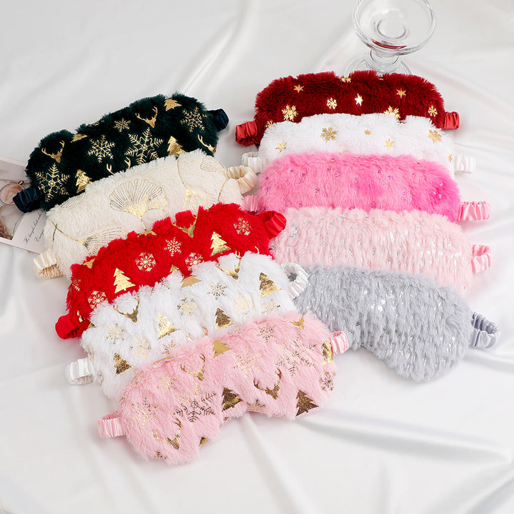 Unisex soft eye mask made of faux fur with festive motif embossing Bowlift
