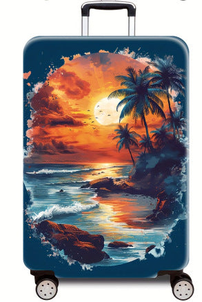 Women's Hard Shell Suitcase with Tropical Sunset Design Bowlift