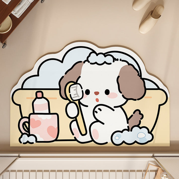 Fun Cartoon Dog Bath Mat Bowlift