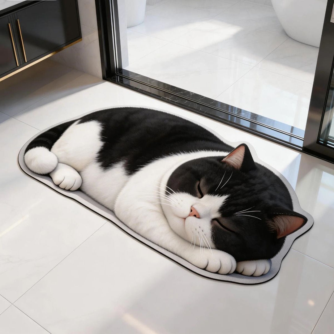 Cat-Themed Plush Bath Rug Bowlift