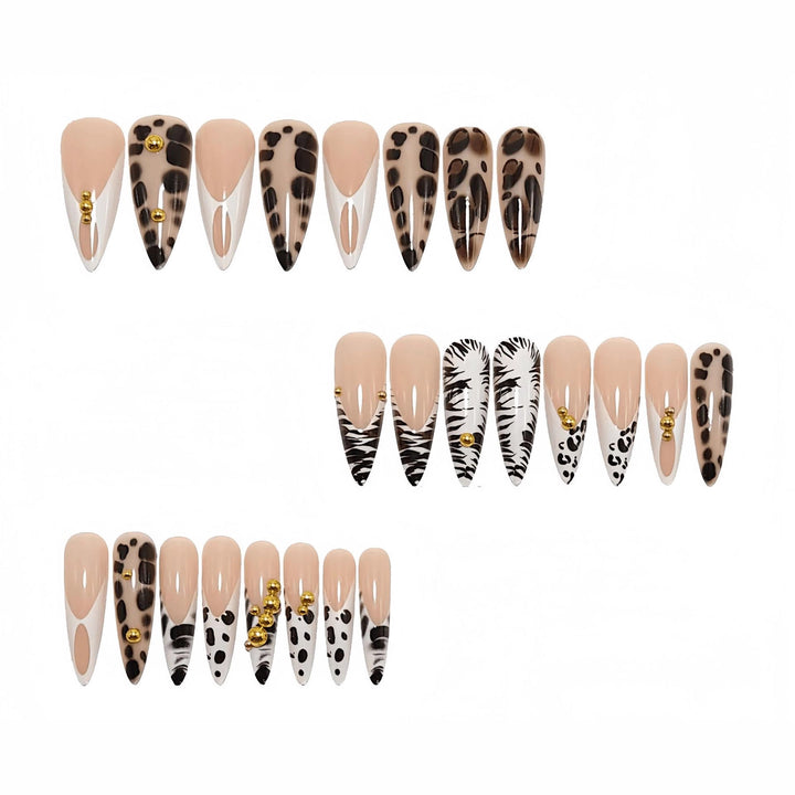 Elegant animal pattern artificial nails with 3D applications Bowlift