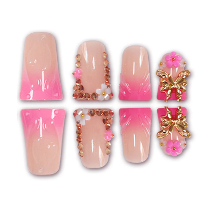 Glamorous Floral Press-On Nail Extensions Bowlift