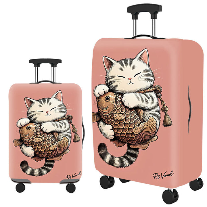 Unisex hard shell suitcase with a playful cat design Bowlift