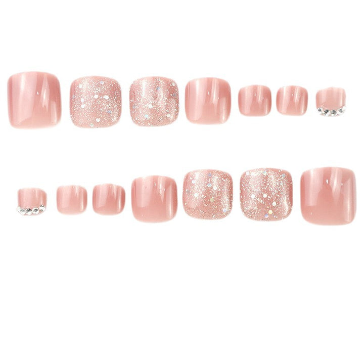Glitter-Accented Press-On Toenail Set Bowlift