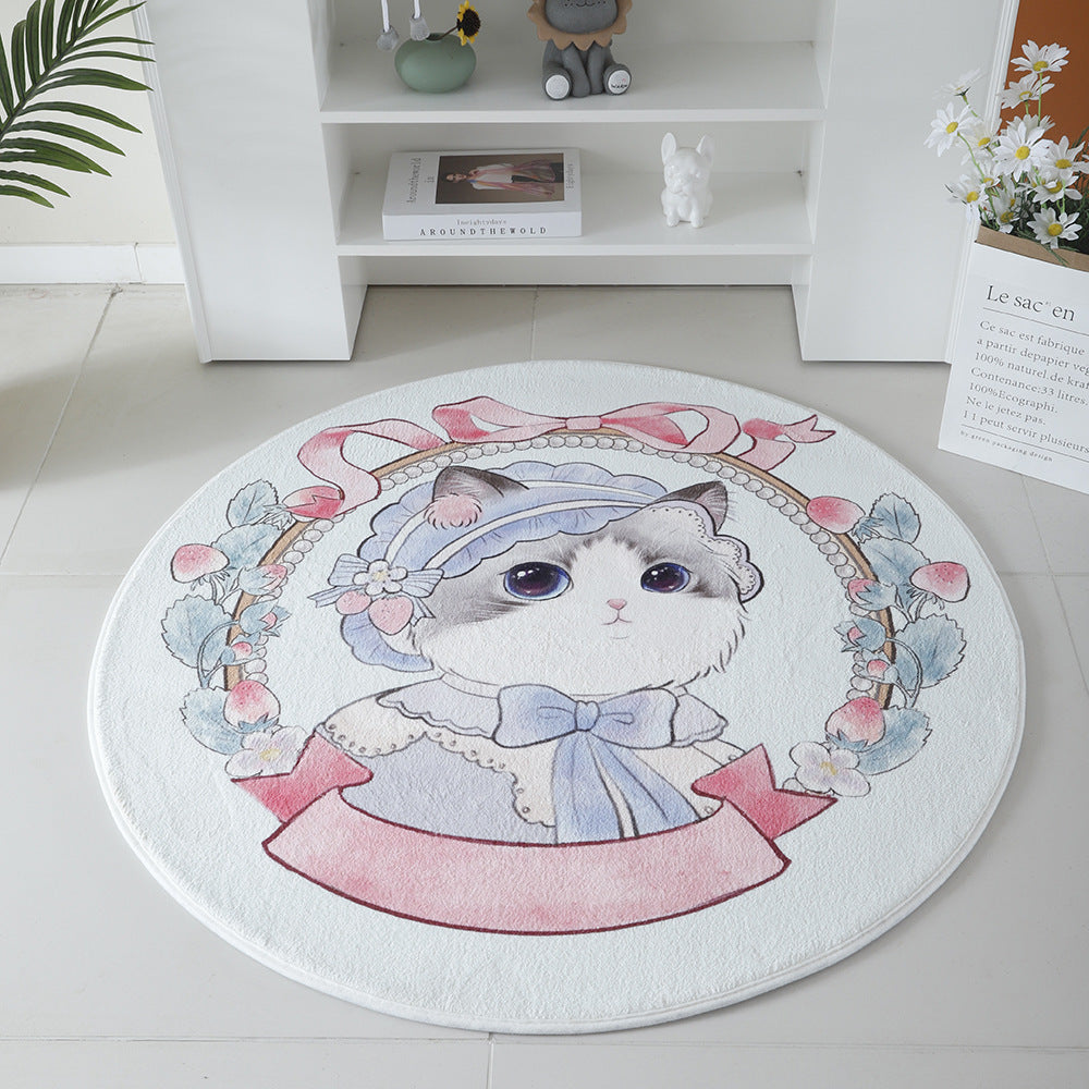 Cat-Themed Round Area Rug Bowlift